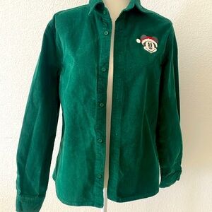 Disney Santa Mickey Hunter Green Corduroy Button-Down Shirt